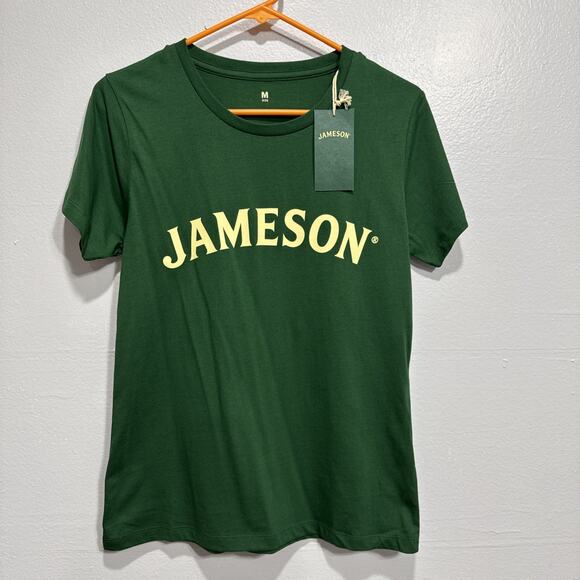 Jameson Irish Whiskey Green T-Shirt Women’s M Short Sleeve Spell Out print Tee - Picture 1 of 8